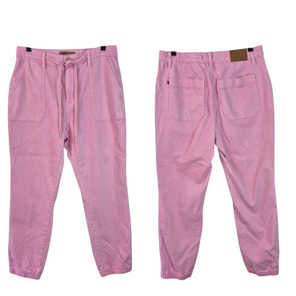 Judy Blue Pink Hi Rise Garment Dyed Elastic Waist Jogger Jeans Pants 13 31 - Picture 1 of 4